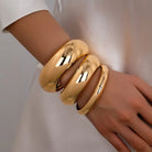 3PCS Set Stainless Steel Round Smooth Bangles -