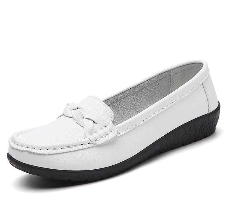 Shoes Women 2025 New Loafers Slip On Flats Leather Shoes Woman Comfortable Flat Shoes Women White Zapatos Mujer Women's Footwear -