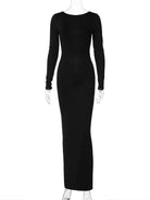 Elegant Long Sleeve Backless Dress -