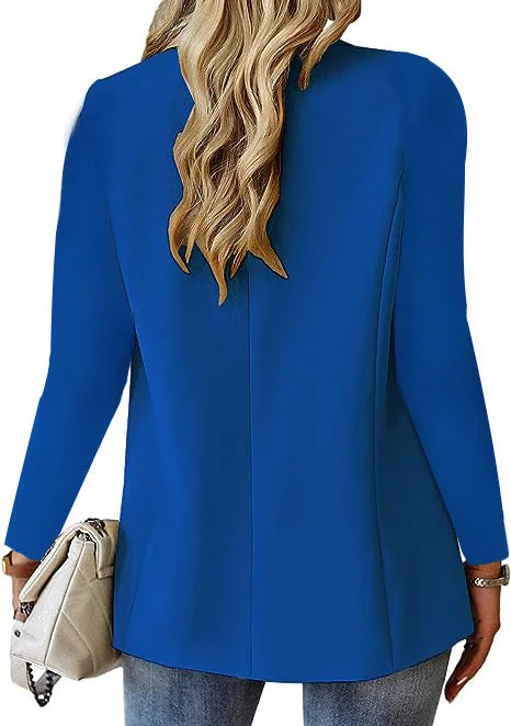 Women's Long Sleeve Blazers, Simple Button Pocket, White, Office, Commuter, Monochromatic, New -