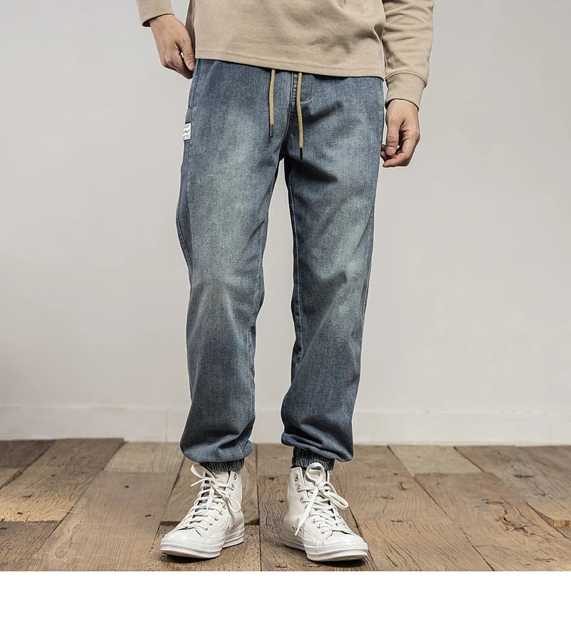 Classic Washed Blue Denim Jeans for Men -