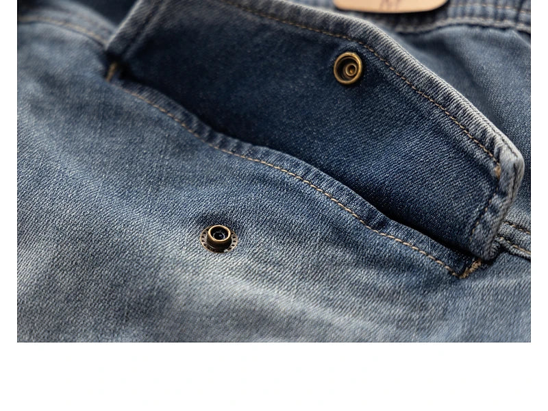 Classic Washed Blue Denim Jeans for Men -