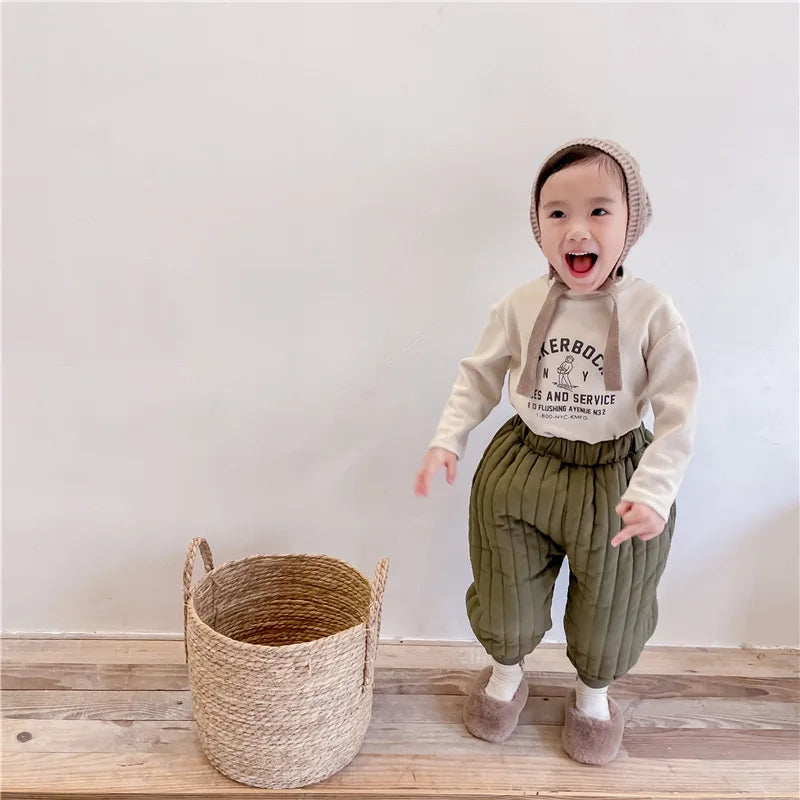 Children's Clothing From 2 To 7 Years Winter Kids Warm Cotton-Padded Trousers Baby Girls Thick Pants Toddler Boys Wear Clothes -