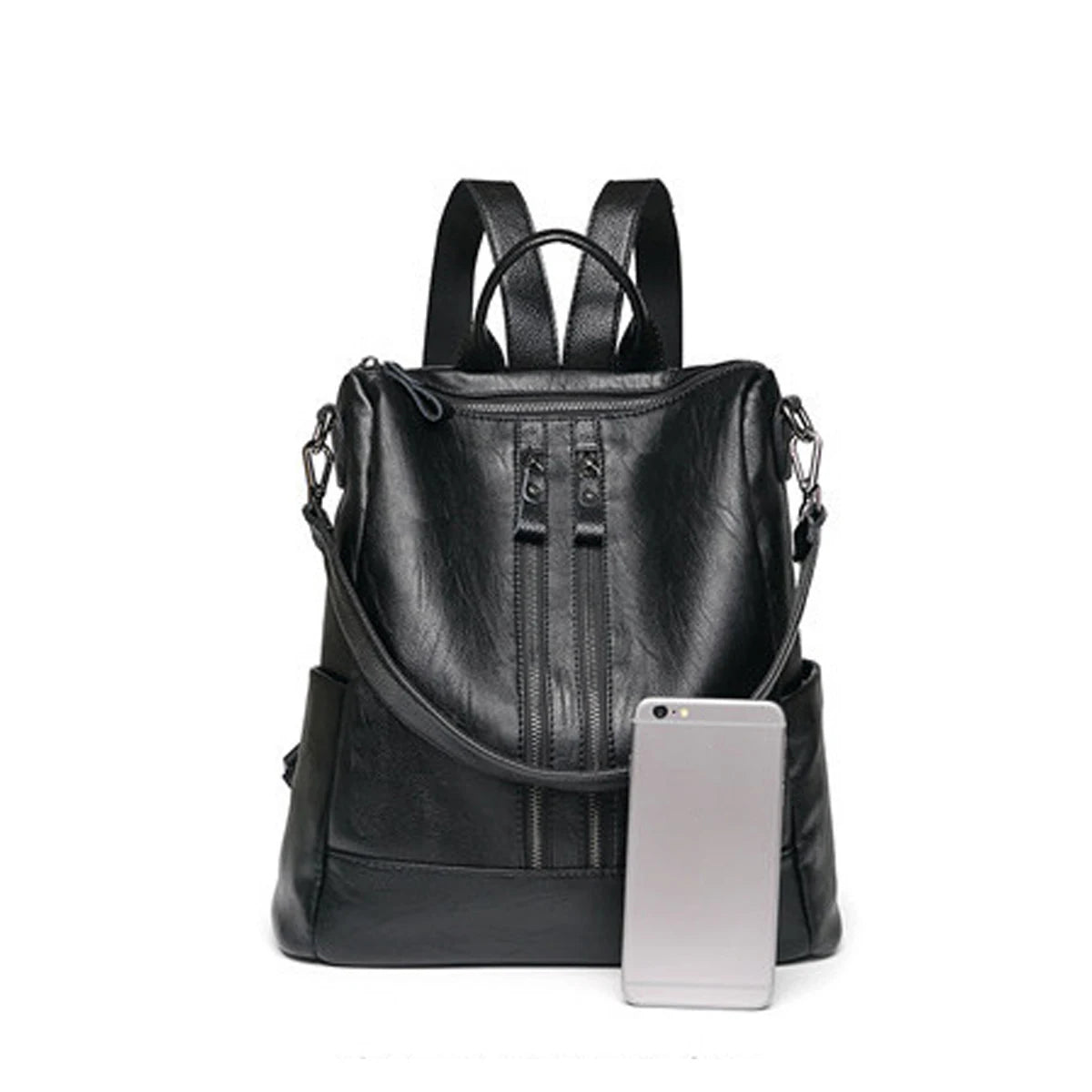 Enhance your style with this vintage leather-textured backpack. Featuring a quilted design, solid color, large capacity, adjustable straps, and secure zipper closure, it's a versatile and chic accessory for any outfit. -