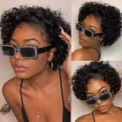 Achieve a natural look with this lace frontal short kinky curly bob wig. Made from Brazilian water wave hair, this trendy hairstyle is perfect for a stylish and fashionable appearance. -