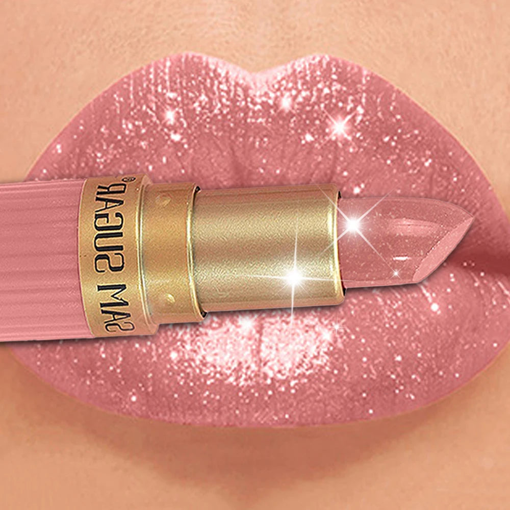 Pearlescent Pink Glitter Velvet Lipstick Metallic Waterproof Long Lasting Matte Shimmer Diamond Lipstick Women Makeup Cosmetic -