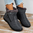 Women's casual sports shoes, mid-calf thick plush waterproof cotton boots, outer zipper cotton boots -