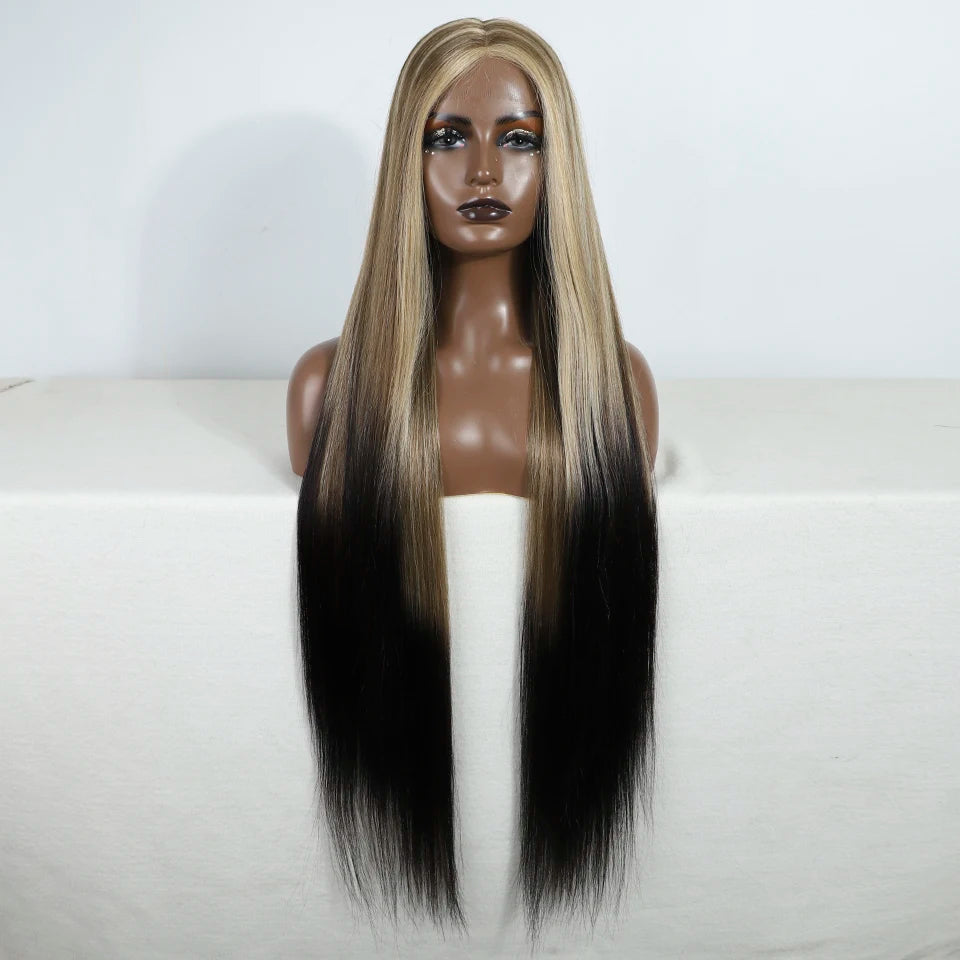 Achieve a magical transformation with this 38-inch ombre blonde lace front wig. Ideal for cosplay, events, or everyday wear, this wig offers a cute and stylish look that is sure to turn heads. -