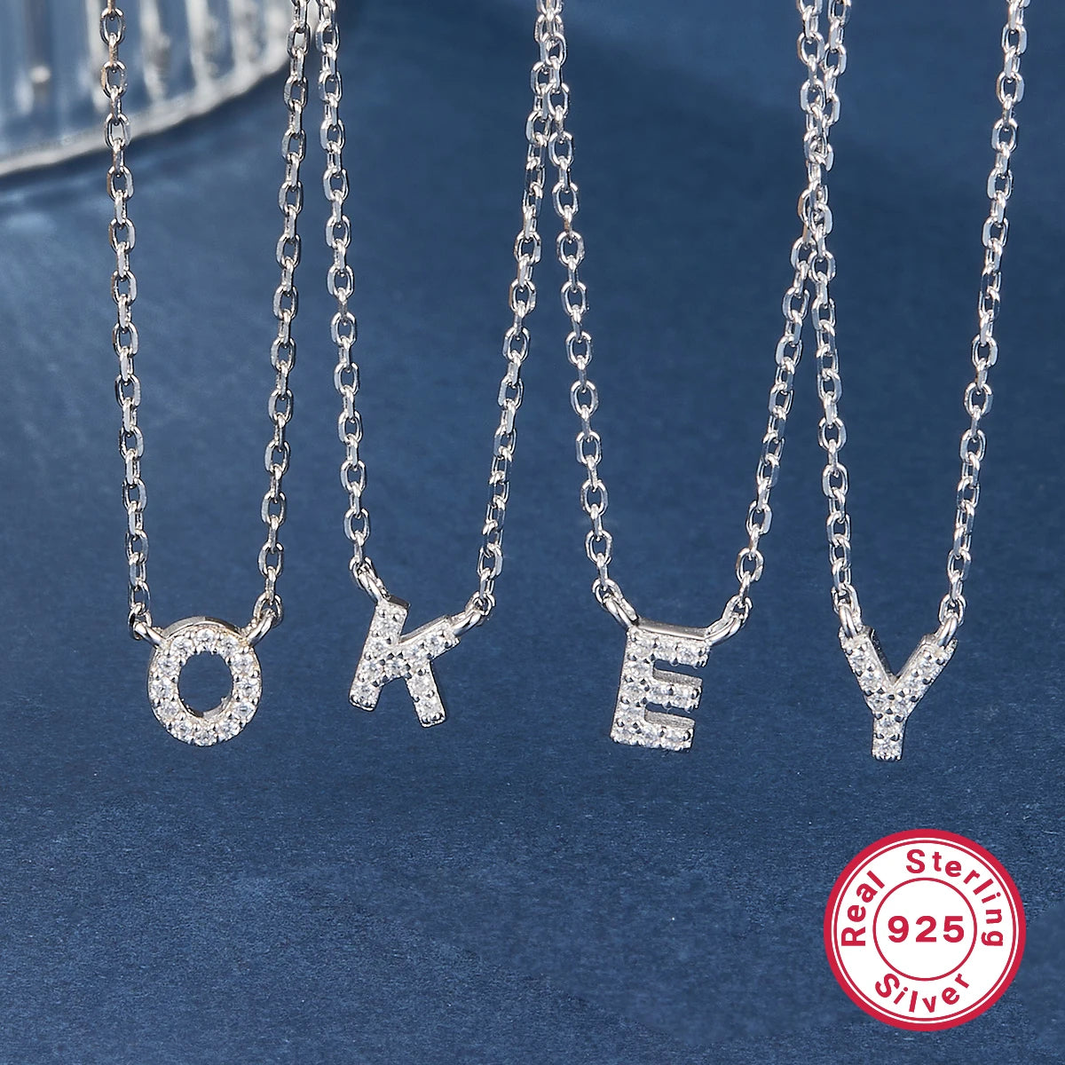 Sterling silver light luxury exquisite letter pendant necklace -