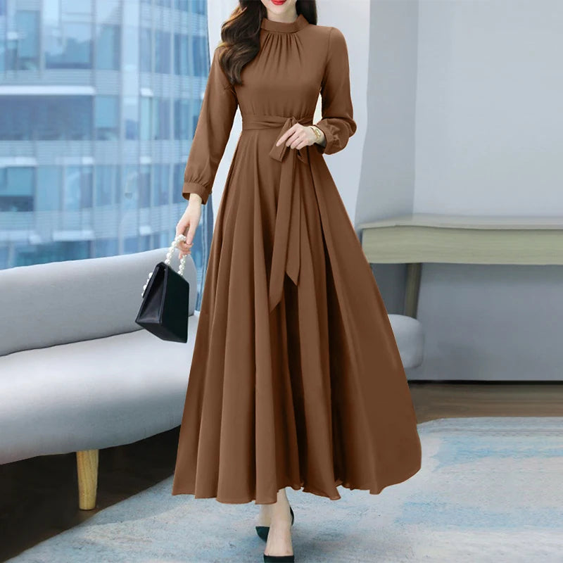 Women Long Sleeve A-line Dress -