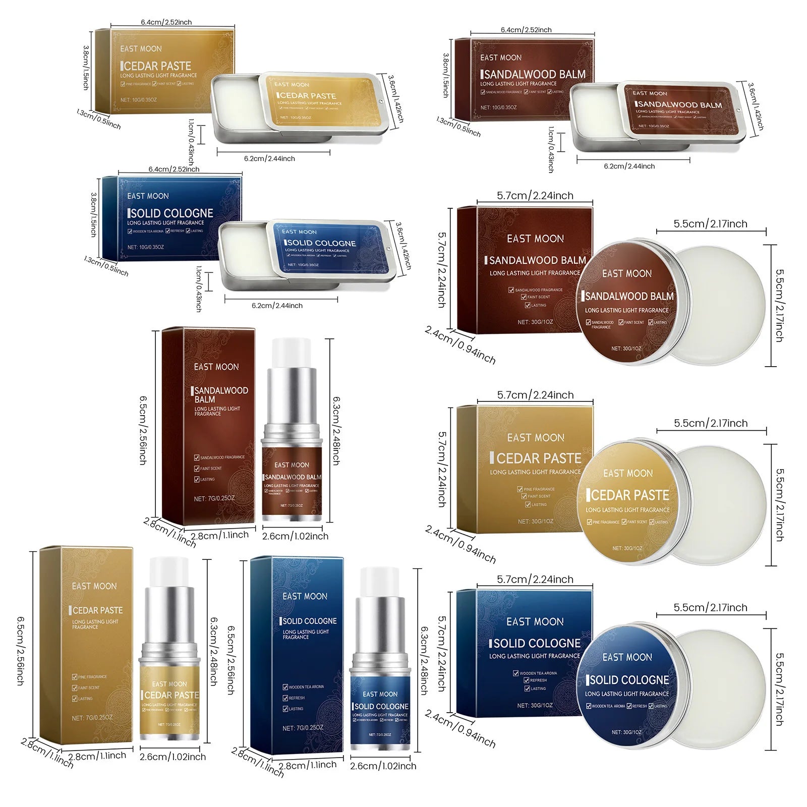 Men Sandalwood Balm Series Lasting Scent Keep Fresh Dating Flirting Improve Temptation Portable Body Light Fragrance Solid Balms -