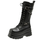 Plus Size 43 Autumn Women Boots Buckle Round Toe Wedges Platform Boots Punk Goth INS Women Street Shoes Combat Boots for Women -