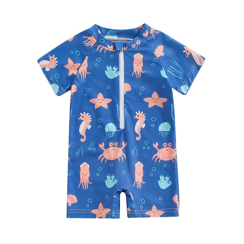 Make a splash with this collection designed for toddler boys aged 0-36 months—comfortable, cute, and perfect for water fun! -