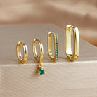 4PCS Gold Plated U-shape Hoop Earrings -