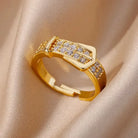 Gold Plated Stainless Steel Crystal Rings -