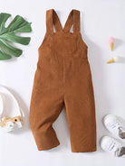 Dress your toddler boy or girl in cozy style with these brown corduroy strap pants—perfect for everyday comfort and cuteness 0-3 Years! -