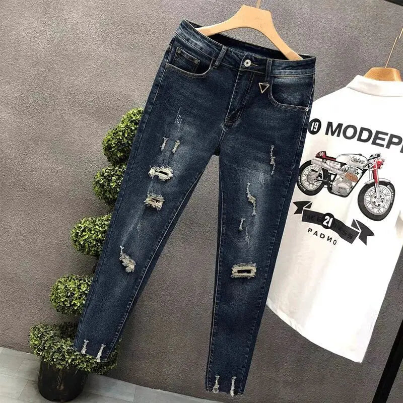 Cropped Jeans for Men Ripped -