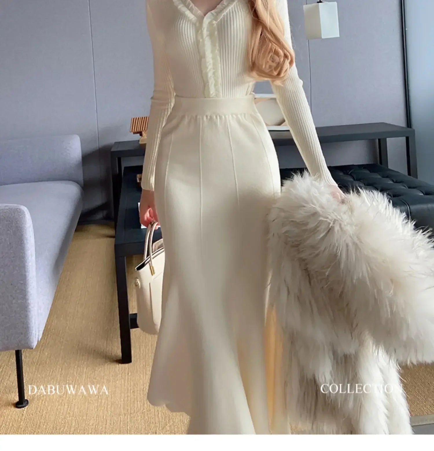 Women's Skirts Knitted Long Skirts for Women Fashion 2025 Autumn Winter Solid Color Green Vintage Slim A-LINE Skirts for Woman -