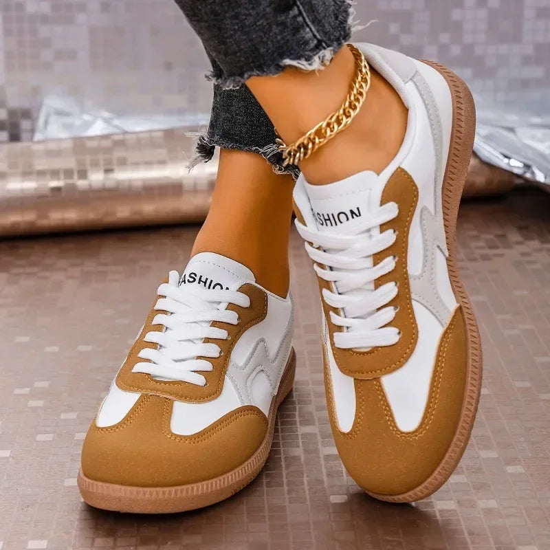 2025 Spring New Lace Up Women's Sports Shoes Plus Size Woman Sneakers Mixed Colors Female Fashion Versatile Flat Casual Sneaker -