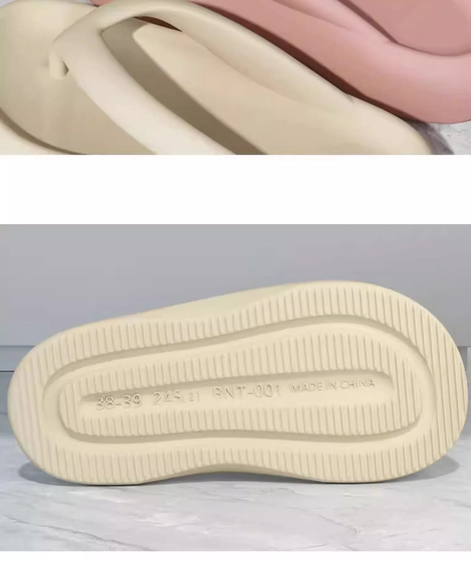Thick soled flip flops with increased height 2024 new beach women's summer walking slippers -