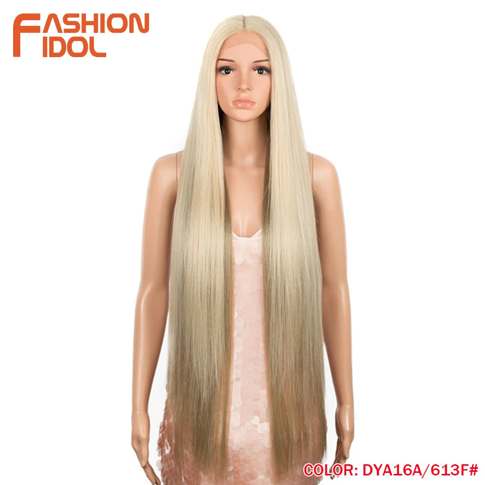 Make a bold statement with this super long 38 straight lace front wig—featuring a stunning Lolita pink and blonde blend, perfect for cosplay and standout style! -