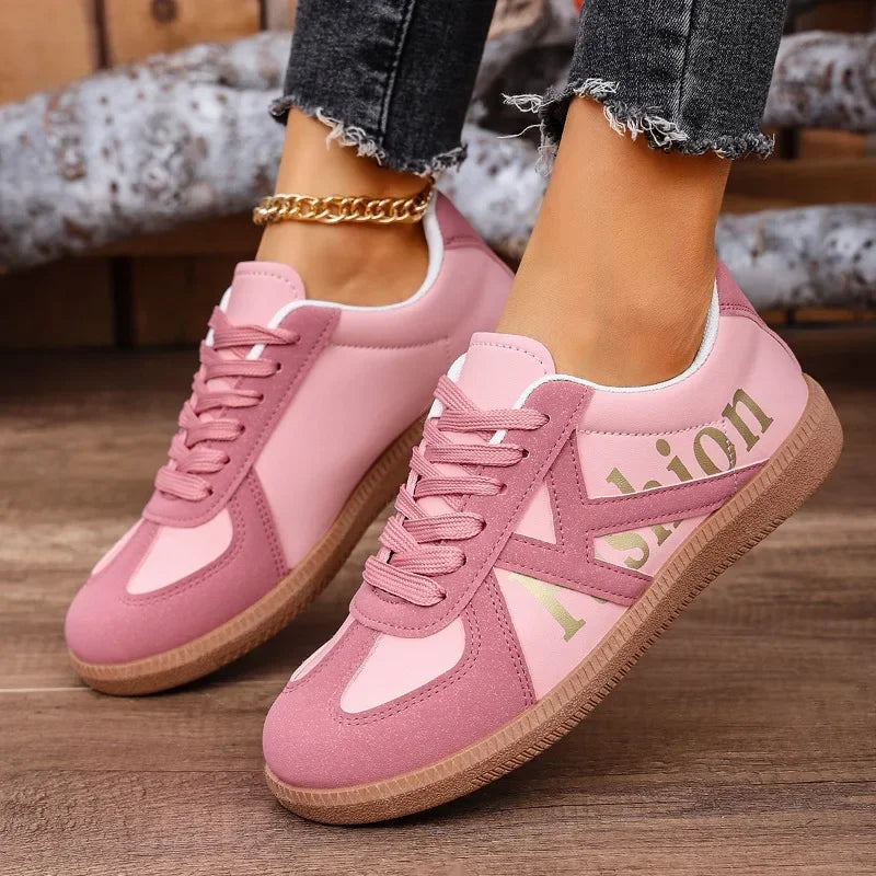 2025 Spring New Lace Up Women's Sports Shoes Plus Size Woman Sneakers Mixed Colors Female Fashion Versatile Flat Casual Sneaker -