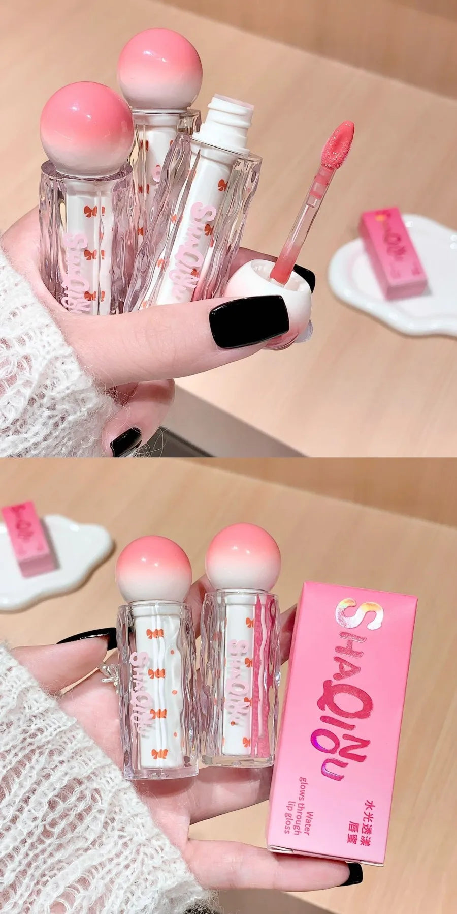 SHAQINUO Watery Lip Gloss Moisturizing Mirror Water Gloss Long-lasting Clear and Tender Lipstick Lip Gloss -