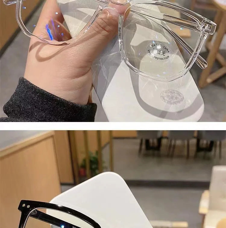 Anti-blue Light Glasses for Women with Regular Eyeglass Frame Finished Retro Flat Light Frame -