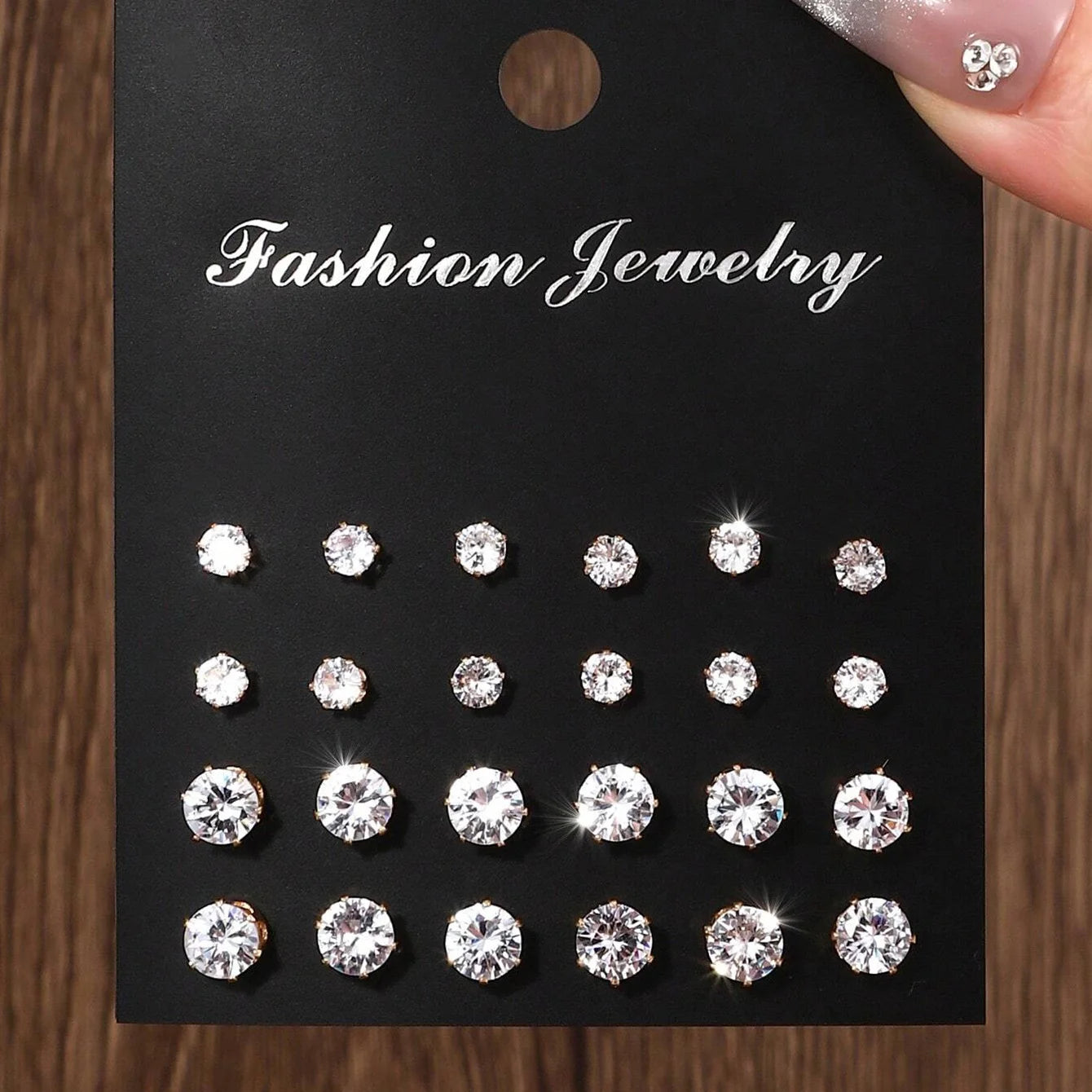 12 Pairs Of Luxurious, Simple, Shiny, And Caring Zirconia Decorative Earrings -