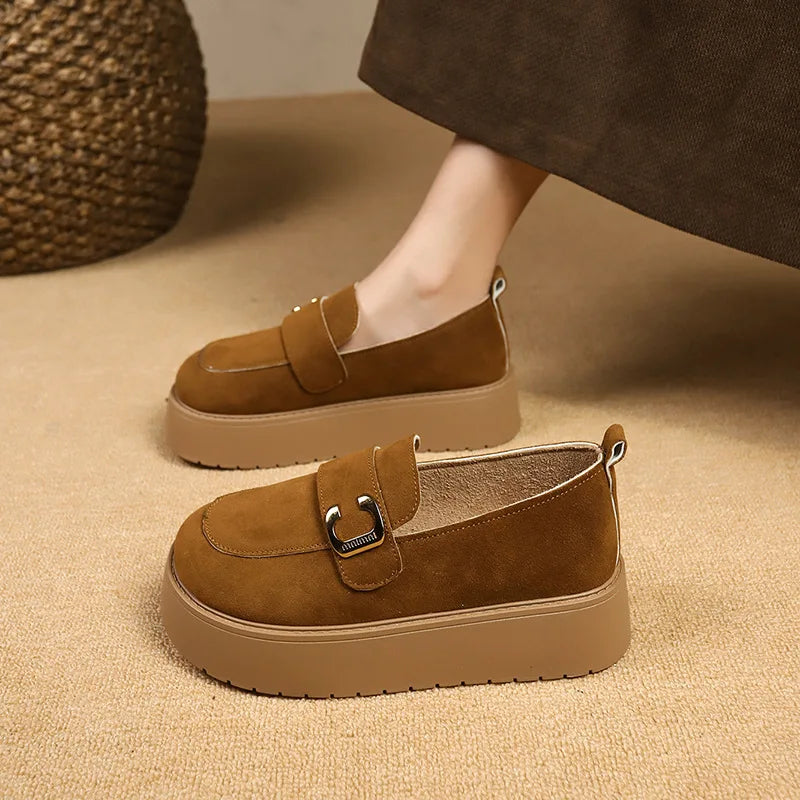 Elevate your style with these platform sole loafers for women. -