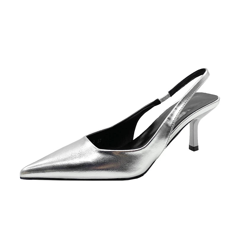 Shoes for Women 2024 Fashion Slip-on Women's High Heels Summer Solid Office and Career Sexy Pointed Toe Heeled Sandals Women -