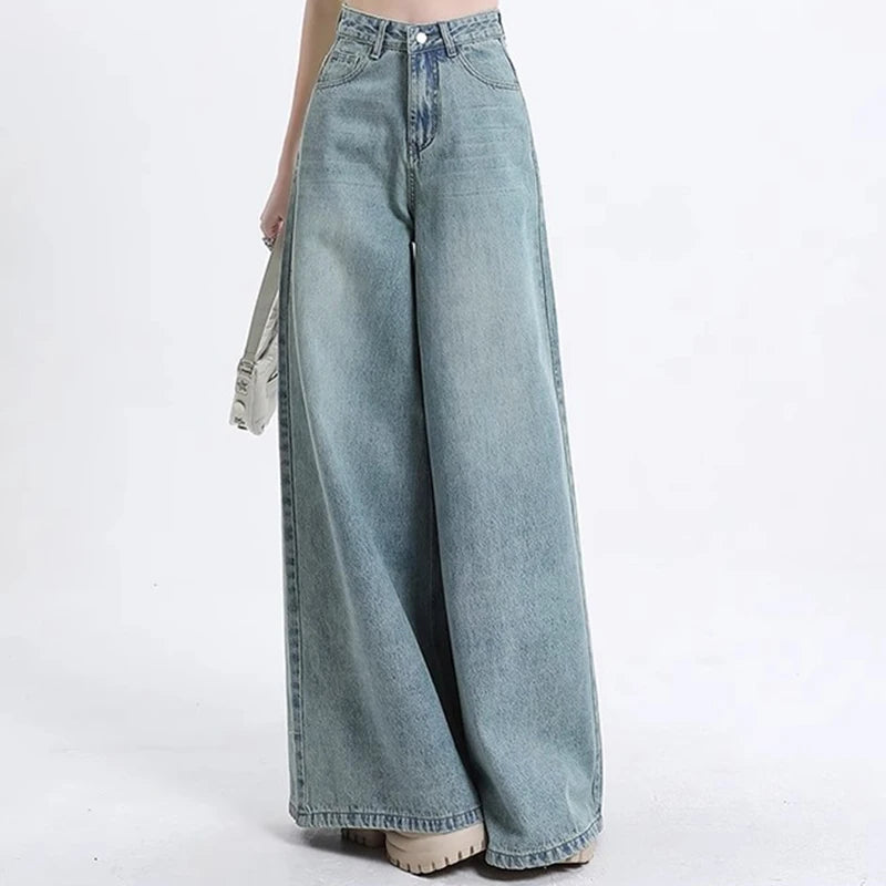 Elevate your style with these chic high-waist wide-leg jeans for women! -