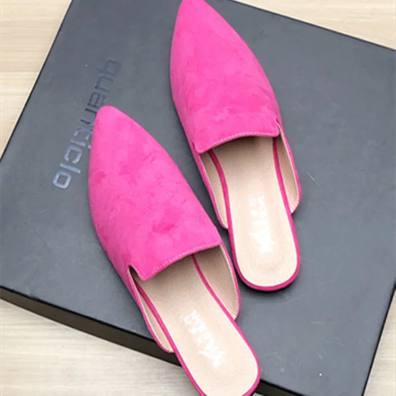 Female Simple Sewing Plain Shoes Outdoor Pointy Toe Slides Camel Blue Soft Sole Wide Fitting 48-33 2022 New Arrivals De Mujer -
