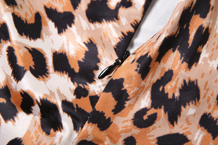 Leopard Full Sleeve Round NeckJumpsuits -