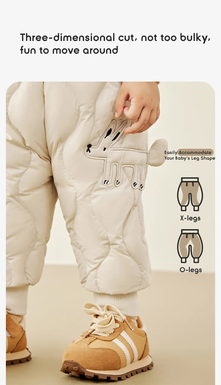 Keep your kids cozy and protected with these new style three-proof high-waisted warm down trousers—perfect for boys and girls on chilly days! -