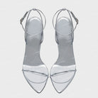 Silver 12cm slim toe high-heeled shoes, 2025 new sexy one-piece buckle fashion sandals, single shoe33-46 -