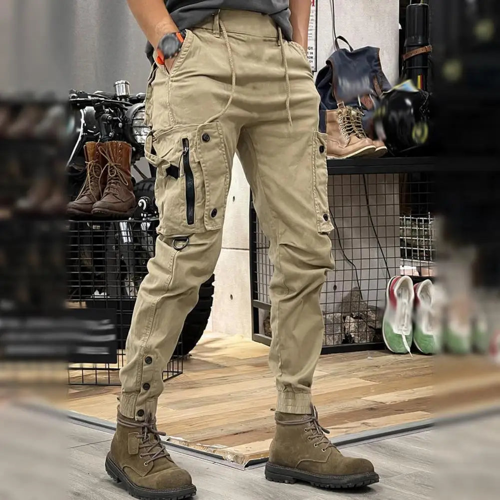 Cargo Pants for Men - Multi-Pocket Elastic Waist Casual Trousers -