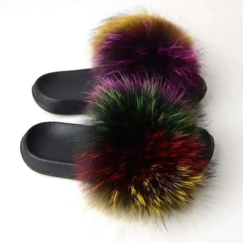 Real Fox Fur Slippers -