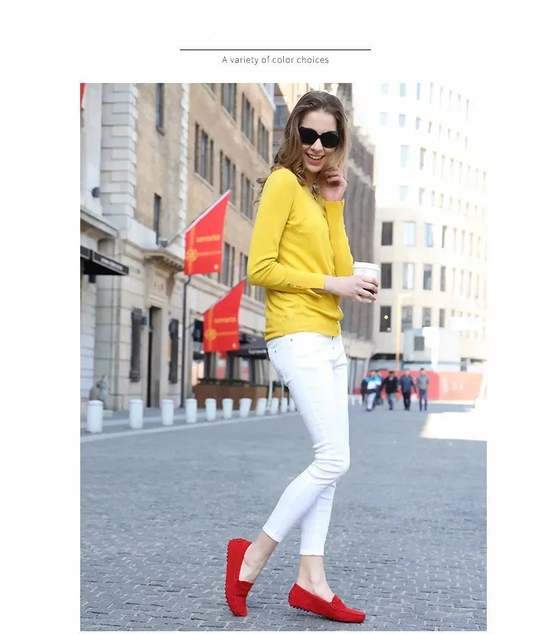 100% Genuine leather Women flats Fashion Handmade Women Casual leather shoes Leather Moccasin Women Driving Shoes Loafers -