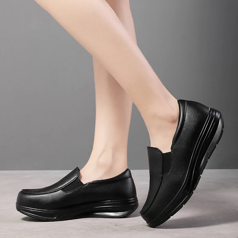 Women's White Casual Leather Sneakers -