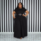 Plus Size Women Casual Dress Loose Solid Color High Waisted Short-sleeved Round Collar Ladies Dresses 4XL 5XL -