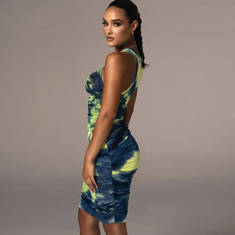 Sleeveless O-neck Skinny Mini Dress -