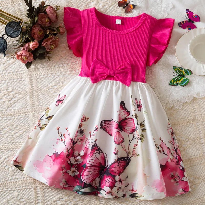 Girl's Butterfly Printed Dress 3-7Y -