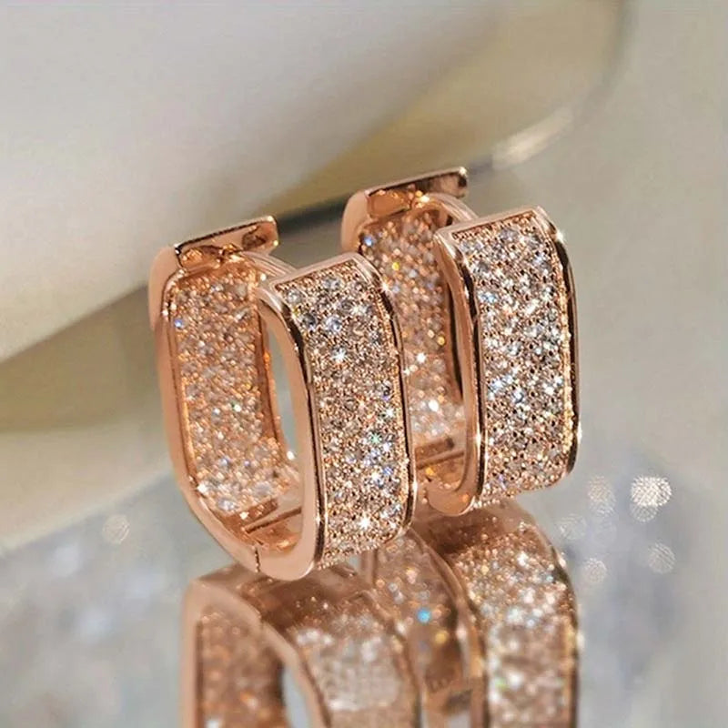 Stainless Steel Gold Silver Color Square Hoop Earrings -