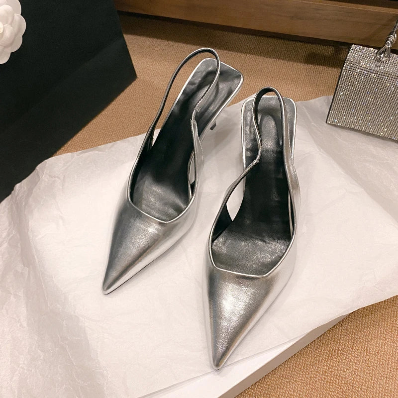 Shoes for Women 2024 Fashion Slip-on Women's High Heels Summer Solid Office and Career Sexy Pointed Toe Heeled Sandals Women -
