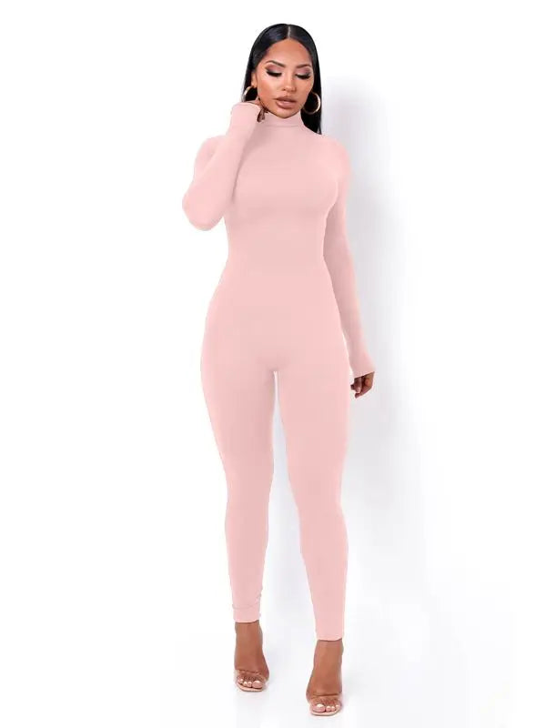 Long Sleeve Turtleneck Jumpsuit -