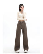Rock the urban vibe with these baggy, high-street fashion, straight brown jeans for women! -