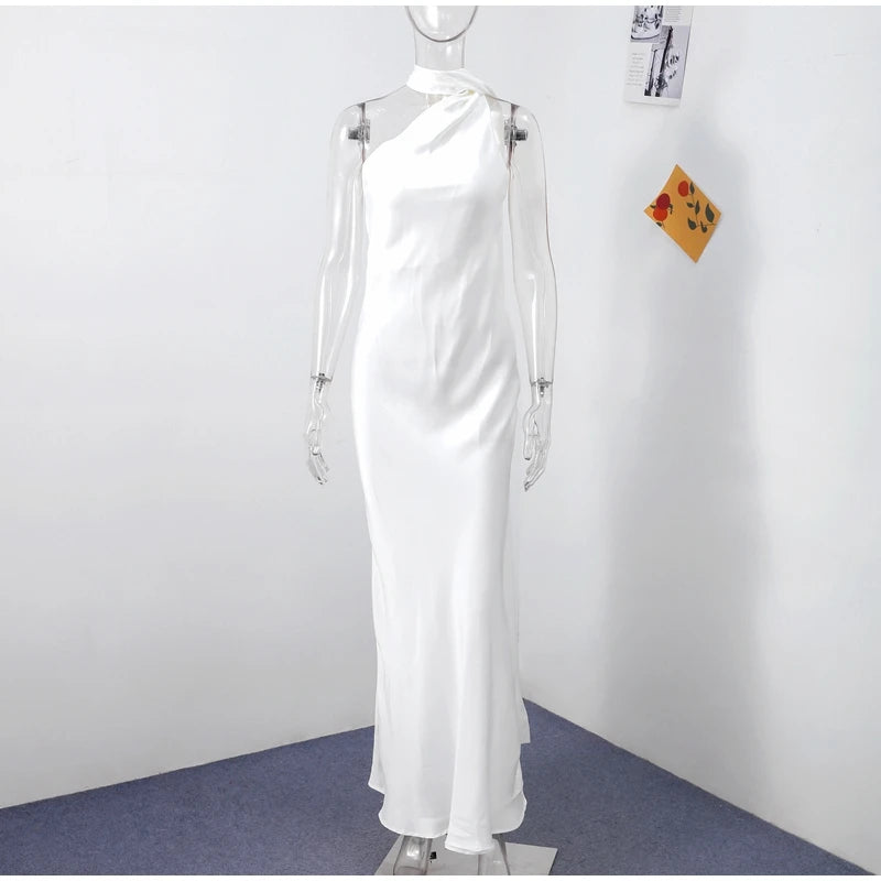 Elegant Ribbon Halter Dress -