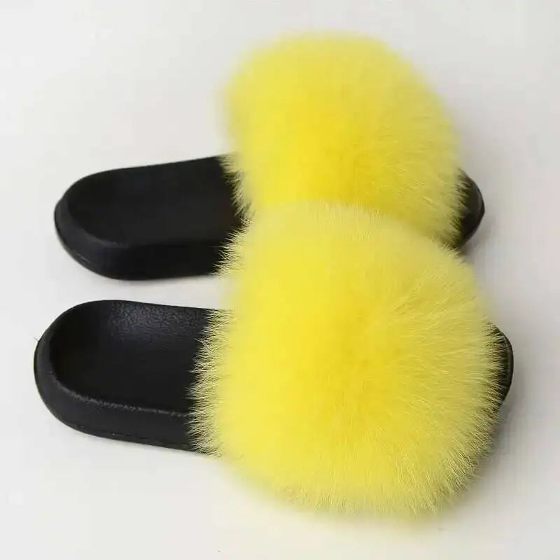 Real Fox Fur Slippers -
