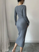 Sexy Deep V-Neck Knit Dress for Women -